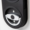 Close-up of the handle on the de raat protector mp1 deposit safe electronic lock showing the silver and black design