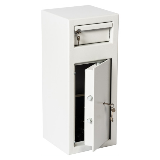 de raat protector mp1 deposit safe key lock with angled door ajar showing keys in the lock