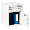de raat protector mp2 deposit safe electronic lock with angled door open showing a blue binder and camera inside