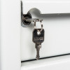 de raat protector mp2 deposit safe electronic lock showing a key inserted into the lock with a second key attached