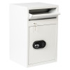 de raat protector mp3 deposit safe electronic lock with angled deposit drawer open and key in lock