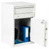 de raat protector mp3 deposit safe electronic lock showing angled door open with a blue binder inside