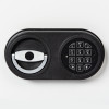 Close up of de raat protector mp3 deposit safe electronic lock showing handle and keypad with numbers and letters