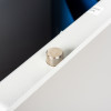 Close-up of top locking bolt on de raat protector mp3 deposit safe key lock in silver metal finish
