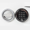 Front close up of de raat drs prisma security safe electronic lock showing the handle and keypad