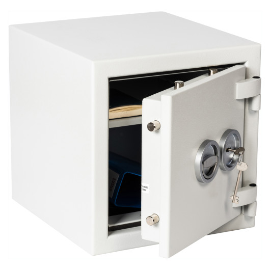 de raat drs prisma security safe key lock with angled door ajar showing keys and interior shelves