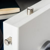 Close-up of locking bolts on de raat drs prisma security safe key lock in white finish