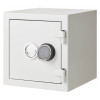 Angled view of de raat drs prisma security safe electronic lock showing keypad and handle on the door