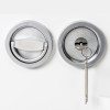Close up of de raat drs prisma security safe key lock showing the key inserted in the lock mechanism