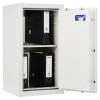 de raat drs prisma security safe electronic lock with an angled door open showing shelves with black ring binders inside