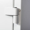 Close-up of hinge on de raat drs prisma security safe key lock showing metal parts and texture
