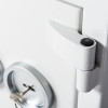 Close-up of the hinge on the de raat drs prisma security safe key lock showing metal details