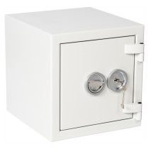 de raat drs prisma security safe key lock showing an angled view of the keys inserted in the lock