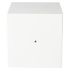 Back view of de raat drs prisma security safe key lock showing a plain white surface with a single small hole in the centre
