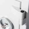 Close-up of the hinge and key lock on the de raat drs prisma security safe key lock