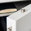 locking bolts of the de raat drs prisma security safe key lock shown on a white door edge