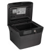 open sentry safe fireproof waterproof box paper digital media with key in lock and empty interior