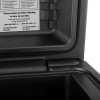 close up of the hinge on the sentrysafe fhw40100 fireproof box showing part of the inside edge and lid seal