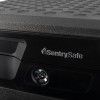 Close up of the lock and textured surface on the sentrysafe fhw40100 fireproof box
