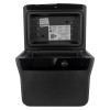 Open sentrysafe fhw40100 fireproof box showing the inside compartment and the underside of the lid with labels