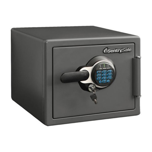 a front angled view of the sentrysafe fire and waterproof safe with override key