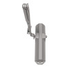 dorma door closer shown from an elevated angle with the arm extended and metal body visible