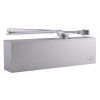 dorma ts72v overhead door closer in silver colour showing front view with arm extended