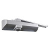 angled view of the dorma ts90 overhead door closer in silver