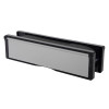 angled view of aluminium 10 inch intumescent letter plate with silver centre and black edges