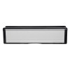Front view of aluminium 10 inch intumescent letter plate with silver panel and black edges