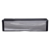 Front view of chrome 10 inch intumescent letter plate showing smooth metal surface and black frame edges