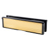 Back view of gold 10 inch intumescent letter plate showing the rear black frame and gold front panel