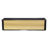 Front view of a gold 10 inch intumescent letter plate with a smooth surface and black edges