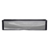 Front view of chrome 12 inch intumescent letter plate showing rectangular metal plate with black edges
