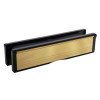 angled view of a gold 12 inch intumescent letter plate showing the front and side edges against a white background