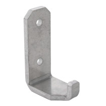 angled non magnetic co2 fire extinguisher bracket made of metal with two screw holes and a hook edge