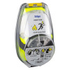 yellow fire escape hood inside hard plastic transparent case