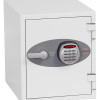 Front view of the phoenix datacare 2001 electronic lock showing the keypad and handle on a white unit