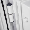 Close up of the hinge on the phoenix datacare ds2000 series electronic lock showing its white and grey design