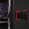 Close up of internal door on phoenix datacare ds2000 series showing latch mechanism and red trim around handle
