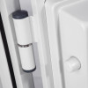 Close-up of the hinge on a phoenix datacare ds2000 series key lock showing its design and colour