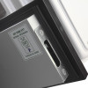Close up of internal door edge showing part of phoenix combi 2501 fingerprint lock mechanism and certification label