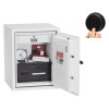 phoenix combi 2501 fingerprint lock open showing internal compartments and keys attached to the door