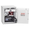 phoenix combi 2501 key lock with doors and drawer fully open showing keys hanging and items inside compartments