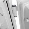 Close-up of the hinges on the phoenix combi 2501 key lock showing the metal joint and surrounding area