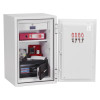 phoenix combi 2502 electronic lock showing internal and external doors open with items inside including documents keys and a smaller safe
