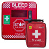 Public Access Trauma And Bleed Cabinet With LED Light Locked and St John Ambulance PACT Kit with Tourni-Keys