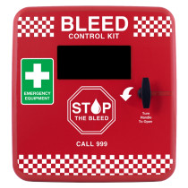 Public Access Trauma And Bleed Cabinet With LED Light Unlocked - Front