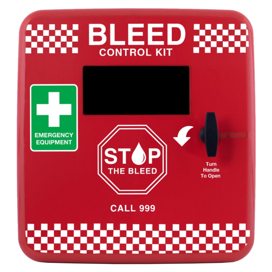 Public Access Trauma And Bleed Cabinet With LED Light Unlocked - Front