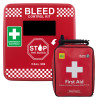 Public Access Trauma And Bleed Cabinet With Led Light Unlocked and St John Ambulance PACT Kit with Tourniquets